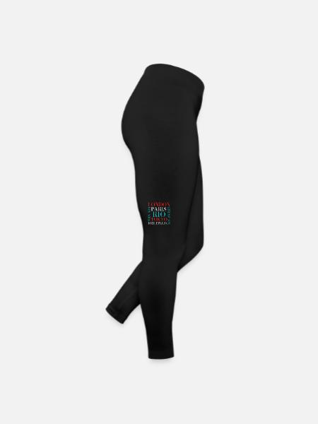 London Paris Rio Tokio Bielefeld - Frauen Jersey Leggings - Schwarz - Rechts
