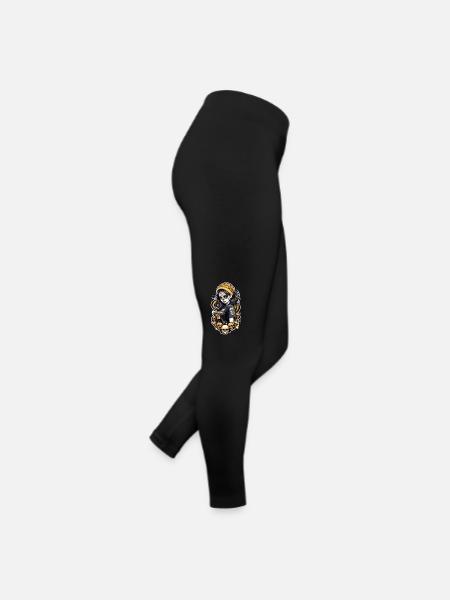 Sugar Skull Girl with Yellow Hat and Skulls - Women’s Jersey Leggings - black - Right