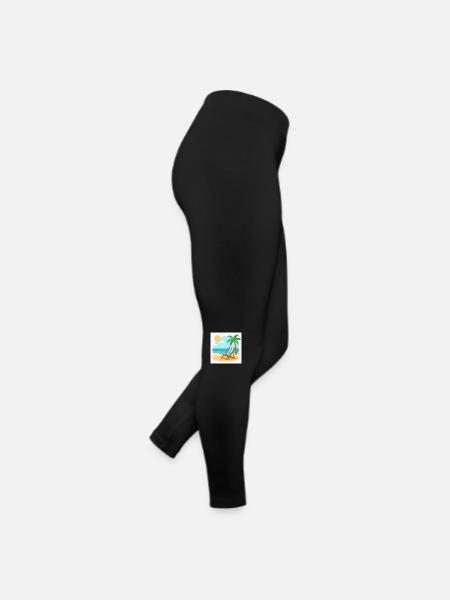 Entspannung pur: Deine Liege wartet am Strand - Frauen Jersey Leggings - Schwarz - Rechts