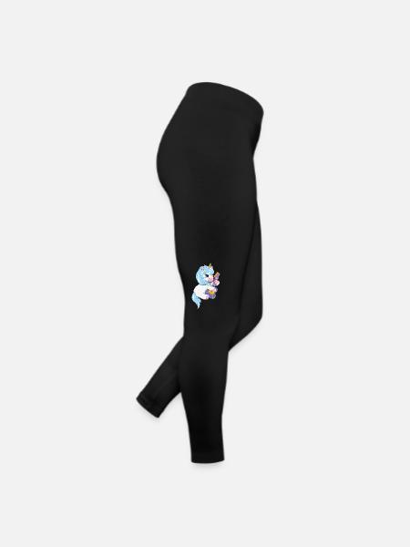 Cute baby unicorn playing the guitar - Women’s Jersey Leggings - black - Right