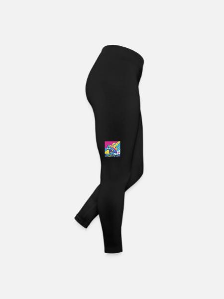Pop Art Regenbogen Einhorn Delfin - Frauen Jersey Leggings - Schwarz - Rechts