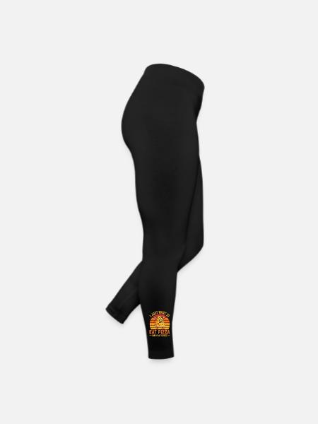 Manger de la pizza et jouer aux échecs - Pizza Tshirt - Legging en jersey Femme - noir - Droite