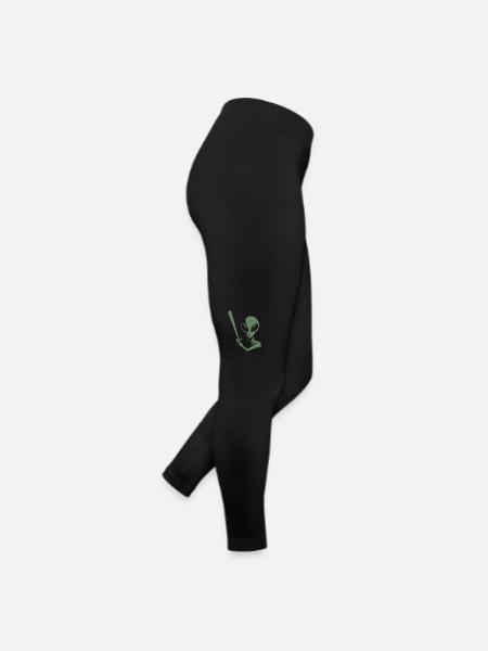 Alien Baseball Player Silhouette Minimalist - Women’s Jersey Leggings - black - Right