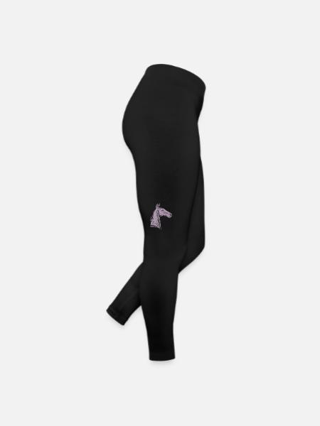 Silhouette minimaliste de portrait de cheval - Legging en jersey Femme - noir - Droite