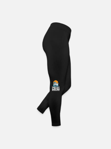This Guy Loves Motorboating Pontoon King Funny - Frauen Jersey Leggings - Schwarz - Rechts