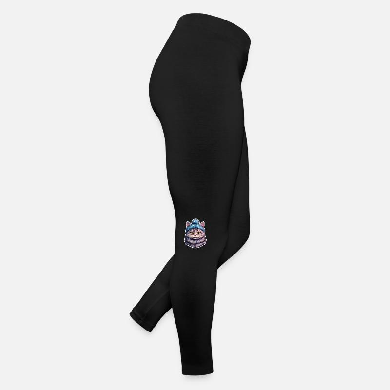 Katze mit Bommelmütze Frauen Jersey Leggings