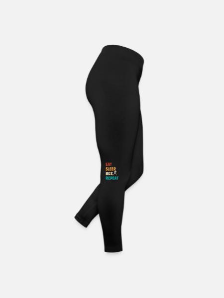 Eat Sleep Box Repeat - Boxer Kampfsport Spruch - Frauen Jersey Leggings - Schwarz - Rechts
