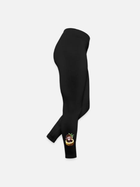 Kleiner Affe in einer Ananas - Frauen Jersey Leggings - Schwarz - Rechts
