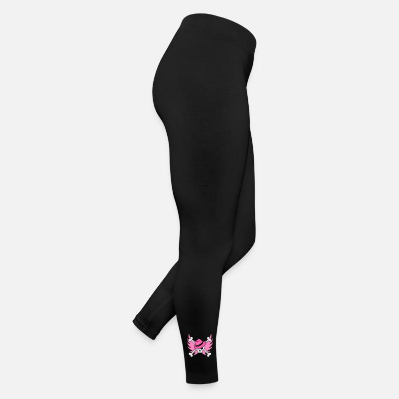 Flying skull with pink hat and pink wings Women’s Jersey Leggings