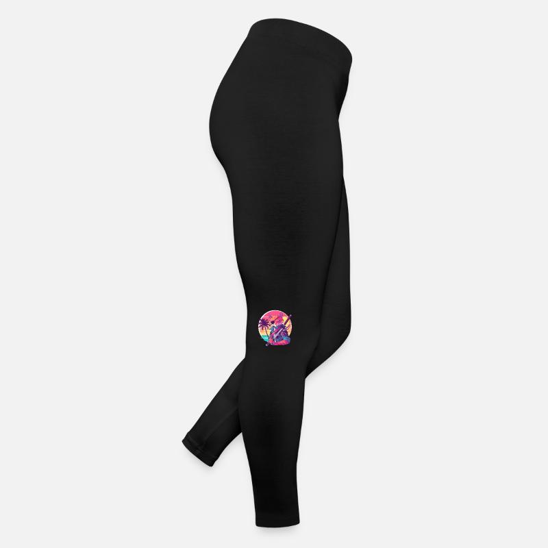 Chat samouraï des années 80 Style Vintage Legging en jersey Femme