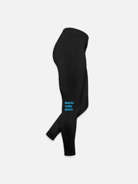 Menschen machen glücklich – Positives Statement - Frauen Jersey Leggings - Schwarz - Rechts
