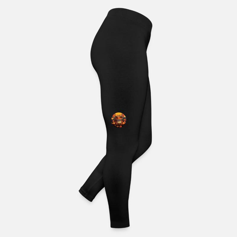 Autumn frog on colorful foliage in sunset: Women’s Jersey Leggings