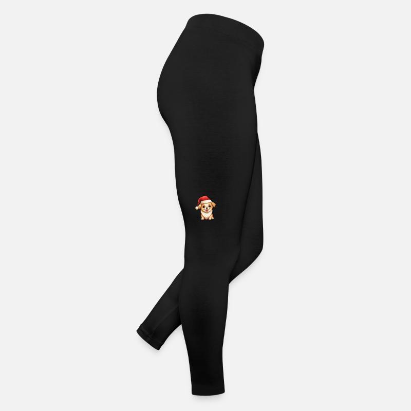Frohe Hundeweihnacht: Comic-Hund mit Festmütze Frauen Jersey Leggings