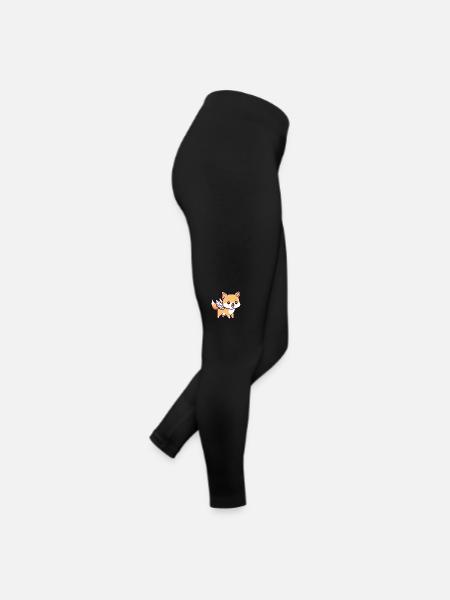 Süßer Shiba Inu-Engel im Comic-Stil - Frauen Jersey Leggings - Schwarz - Rechts