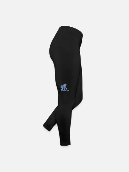 Faultier Eishockeyspieler Eishockey Silhouette - Frauen Jersey Leggings - Schwarz - Rechts