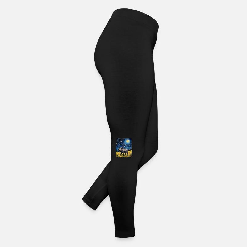 Sanglier, Van Gogh, Nuit Étoilée, Animal, Cochon Legging en jersey Femme