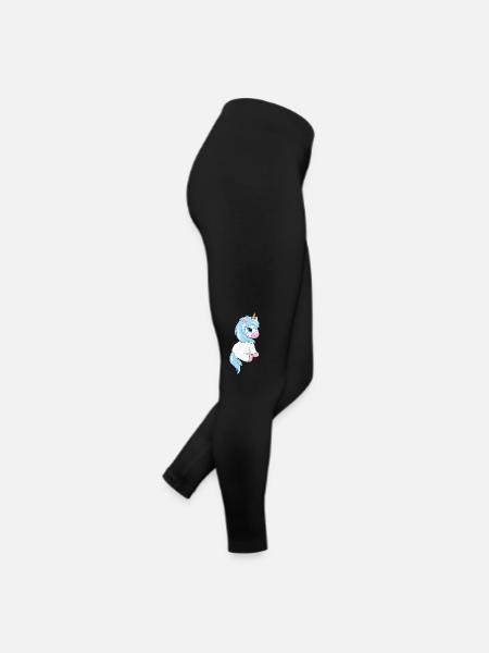 Shy cute baby unicorn - Women’s Jersey Leggings - black - Right