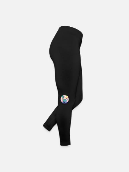 Dinosaur brontosaurus birthday comic - Women’s Jersey Leggings - black - Right