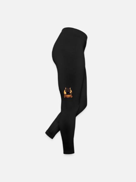Halloween Black Cat with Pumpkin at Sunset - Women’s Jersey Leggings - black - Right