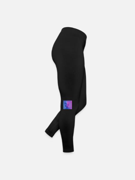 Futuristic head in digital style - Women’s Jersey Leggings - black - Right