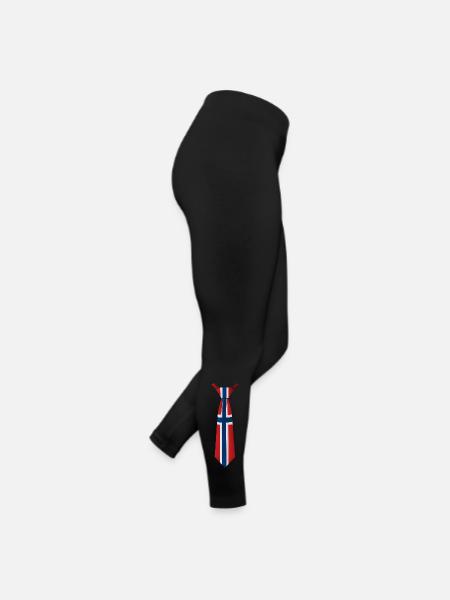 Norway Tie – Flag Design - Women’s Jersey Leggings - black - Right