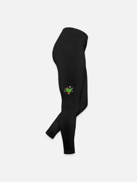 Cactus en fleurs en forme de cœur - Legging en jersey Femme - noir - Droite