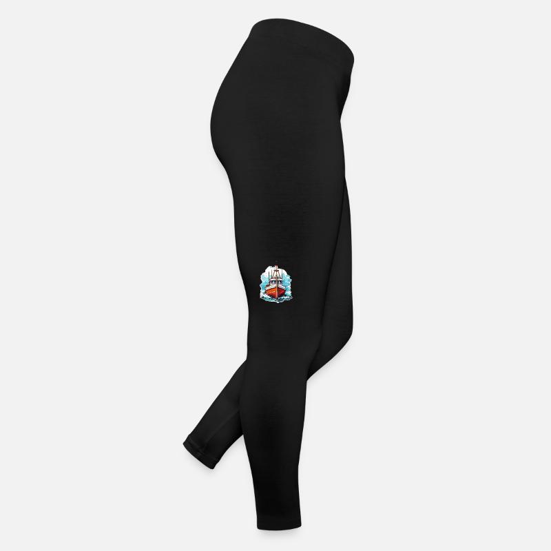 Vintage motorboat in blue and white Women’s Jersey Leggings