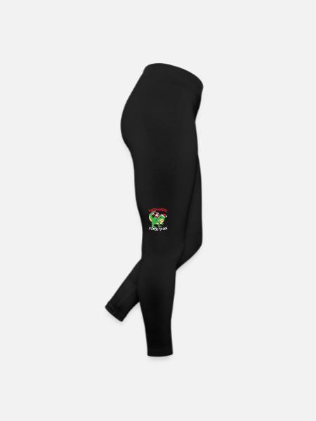 Dinosaur Christmas Tree, Santa Claus, - Women’s Jersey Leggings - black - Right