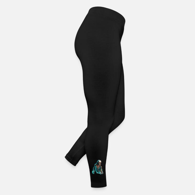 Skeleton Riding Skateboard - Women’s Jersey Leggings - black