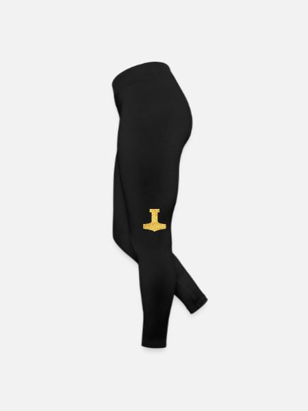 Mjölnir Schutzsymbol Mjölnir Thors Hammer - Frauen Jersey Leggings - Schwarz - Links