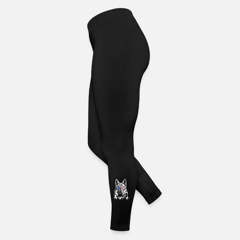 WEISSER SCHWEIZER SCHAEFERHUND Amerika Fahne Hunde Frauen Jersey Leggings