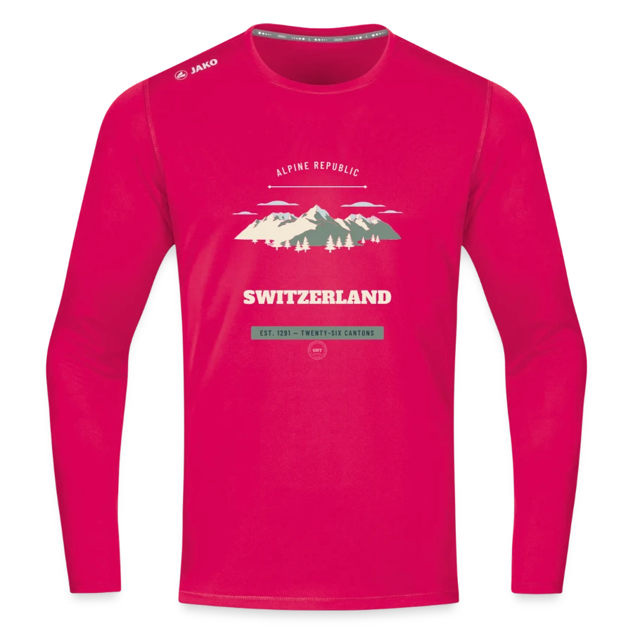 Switzerland badge on a jako long sleeve run 2.0, dark pink