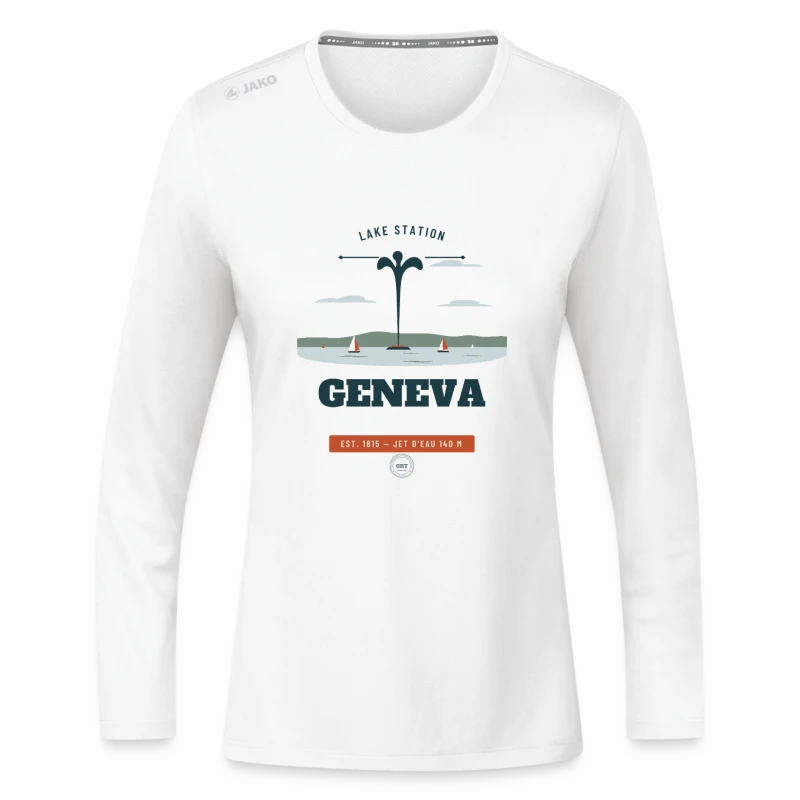 Geneva badge on a jako women's long sleeve run 2.0 