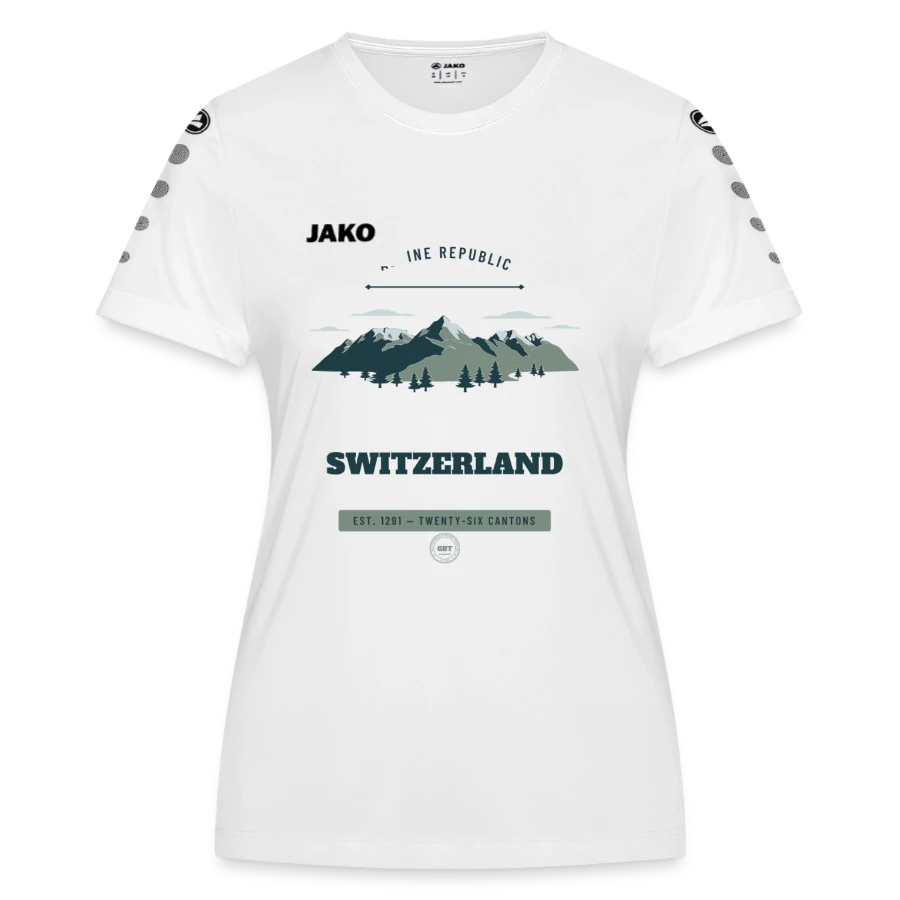 Switzerland badge on a jako women's jersey team, white