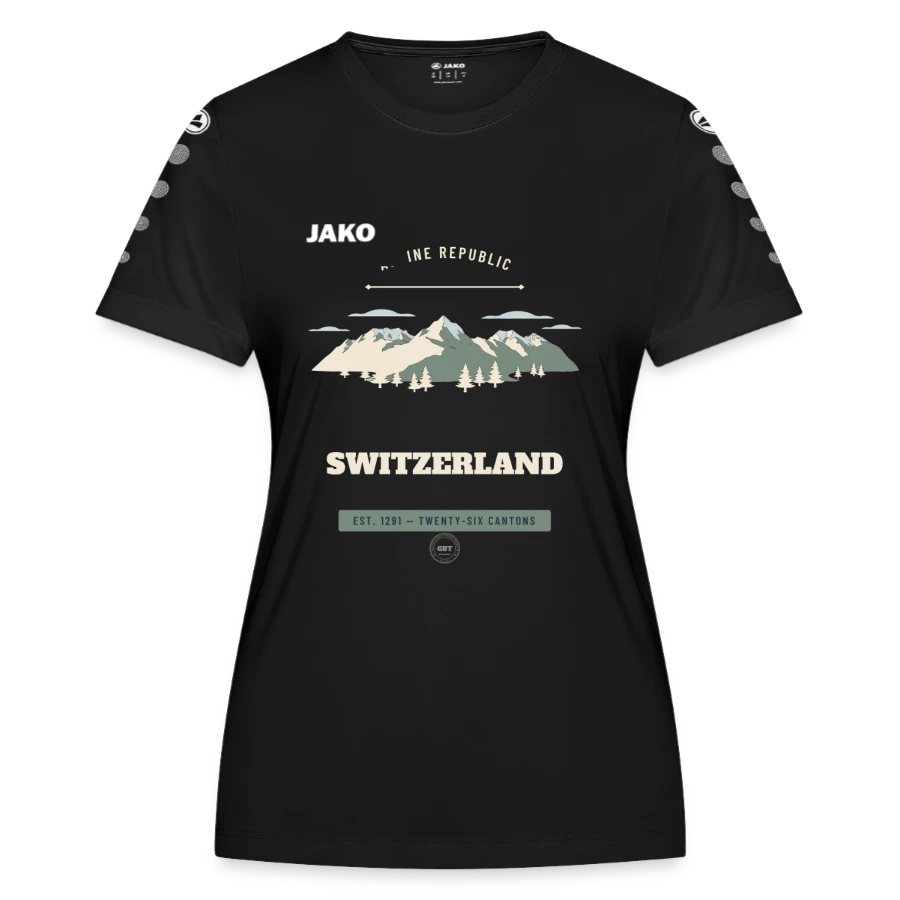 Switzerland badge on a jako women's jersey team, black