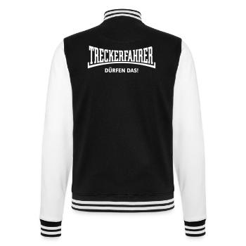 Treckerfahrer Dürfen Das! Trecker Traktor Konkav W - College-Sweatjacke - Schwarz/Weiß - Hinten - Marisol (170cm)