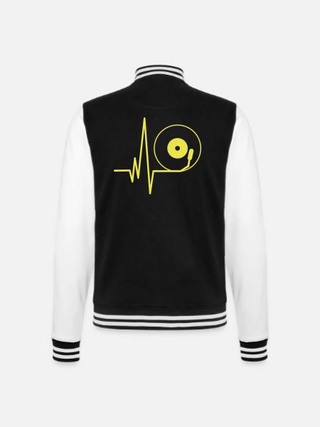 House DJ Vinyl Heartbeat - College-Sweatjacke - Schwarz/Weiß