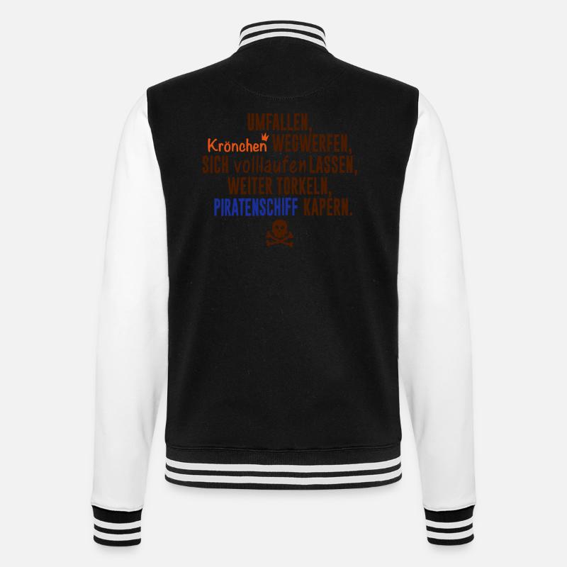 Krönchen vs Piratenschiff - College-Sweatjacke - Schwarz/Weiß