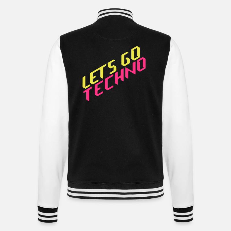 let's go techno - College-Sweatjacke - Schwarz/Weiß