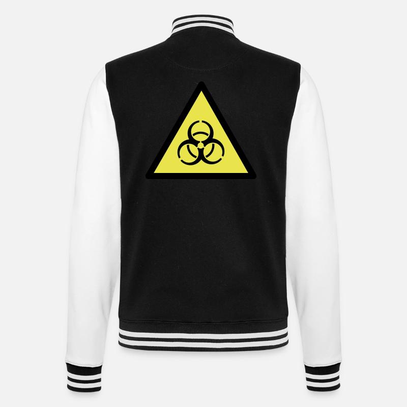 Warnung vor Biogefährung - College-Sweatjacke - Schwarz/Weiß