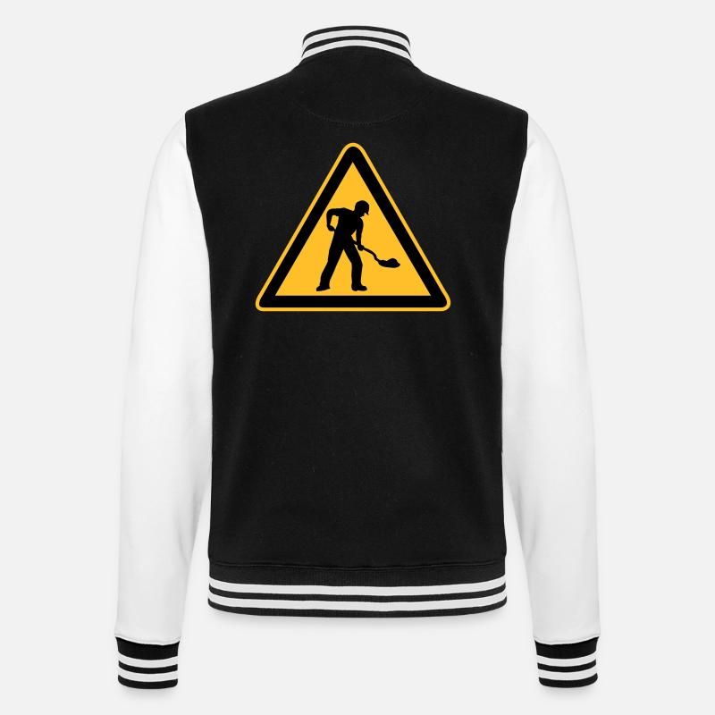 schild straßenbau baustelle - College-Sweatjacke - Schwarz/Weiß