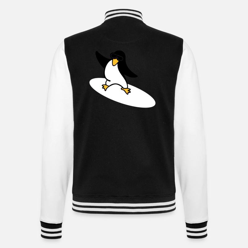 Surfer Pinguin / Surfer Penguin (3c) - College Sweat Jacket - black/white