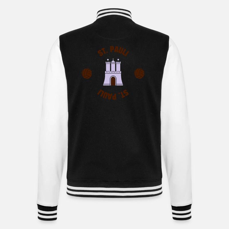 St. Pauli (ID: 001013) - College-Sweatjacke - Schwarz/Weiß