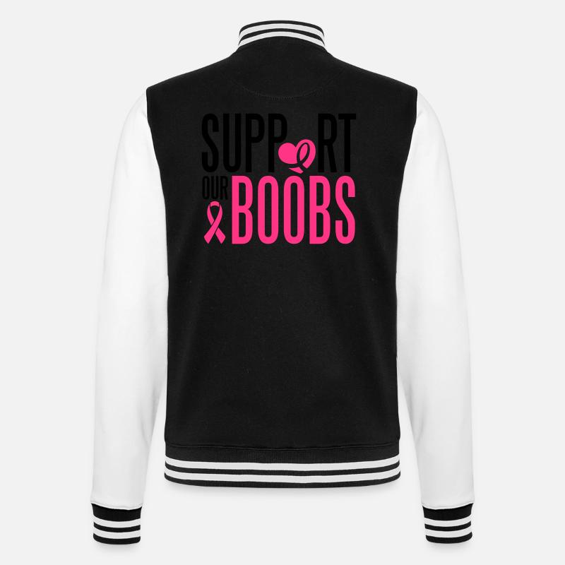 Support our boobs - College-Sweatjacke - Schwarz/Weiß