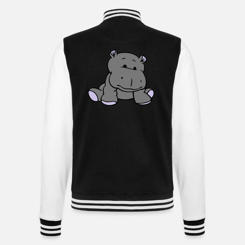 Hippo- / Nilpferd- / Flusspferd-Baby (3C) - College-Sweatjacke - Schwarz/Weiß