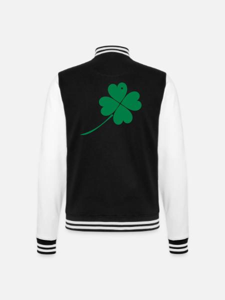 Herz-Kleeblatt - College-Sweatjacke - Schwarz/Weiß