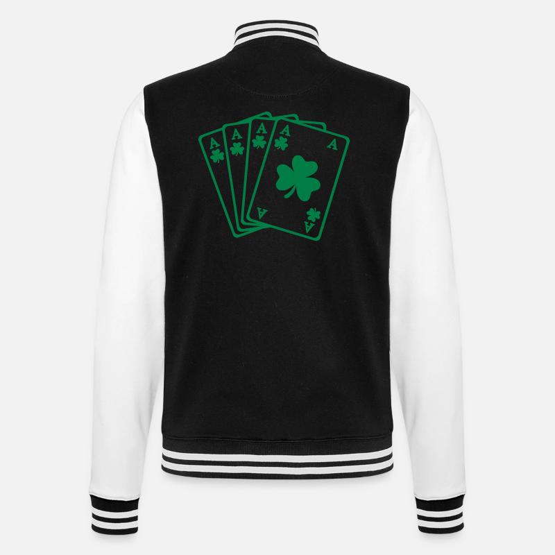 Shamrock Poker - Veste Teddy - noir/blanc
