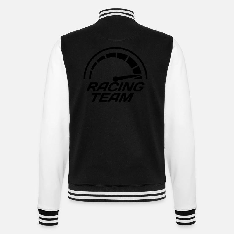 Racing Team Tacho Schnell Rasen - College-Sweatjacke - Schwarz/Weiß