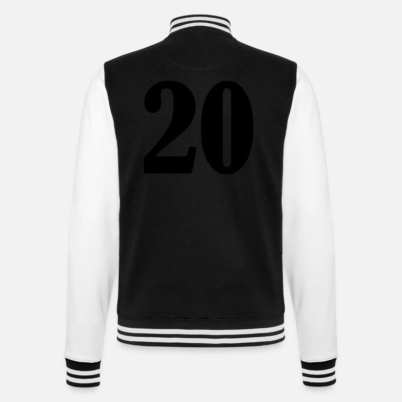 20 - College-Sweatjacke - Schwarz/Weiß
