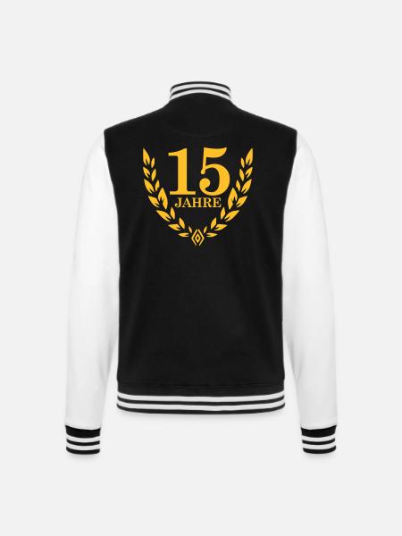 Jubiläum 15 Jahre Lorbeerkranz - College-Sweatjacke - Schwarz/Weiß
